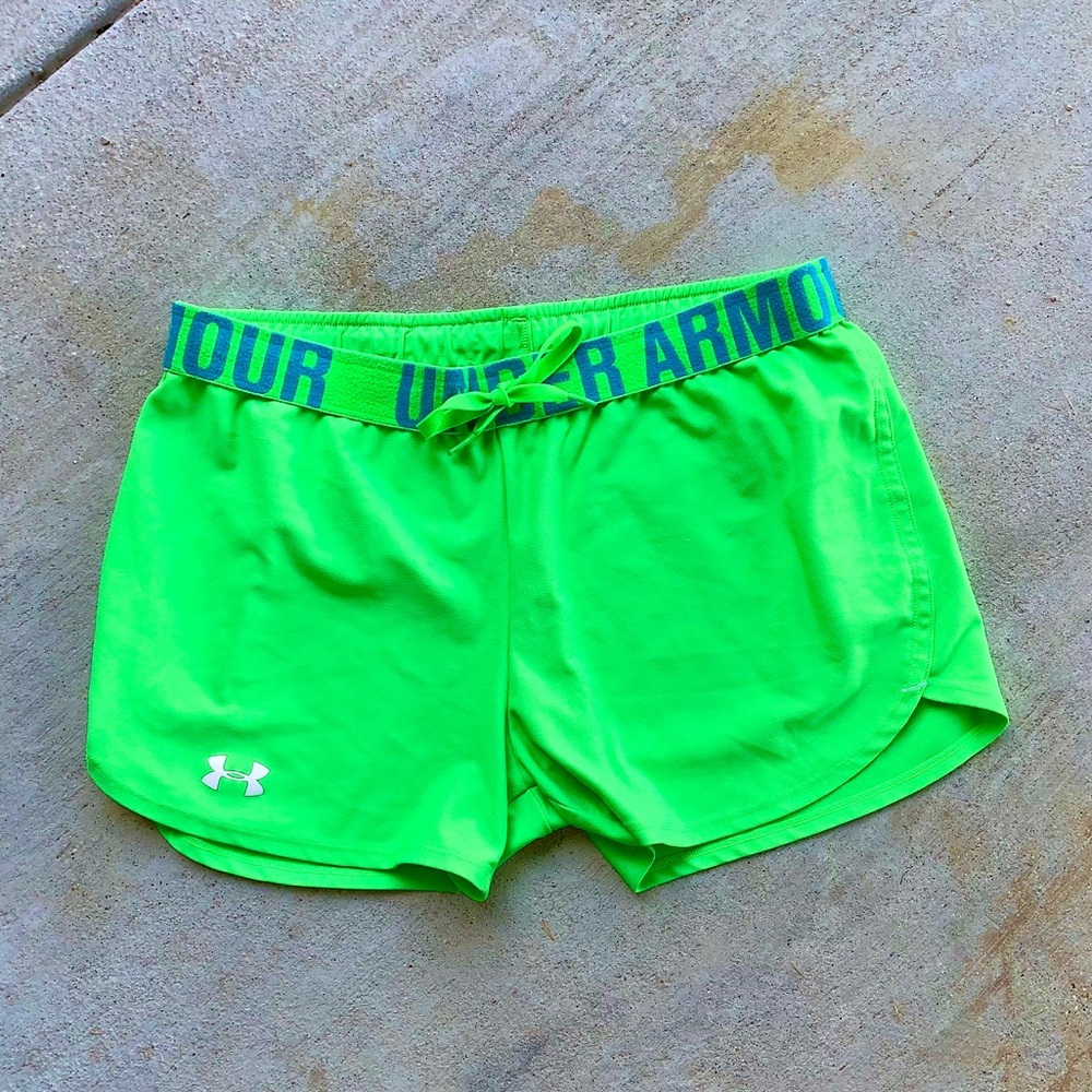 Under armour neon green athletic shorts